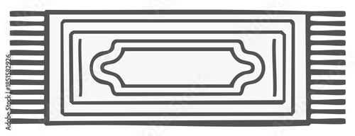 Minimalist Islamic Prayer Mat Outline with Traditional Decorative Border and Fringes for Devotional Worship