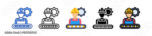 Factory Worker Icon Multi Style Illustration