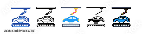 Car Manufacturing Icon Multi Style Illustration