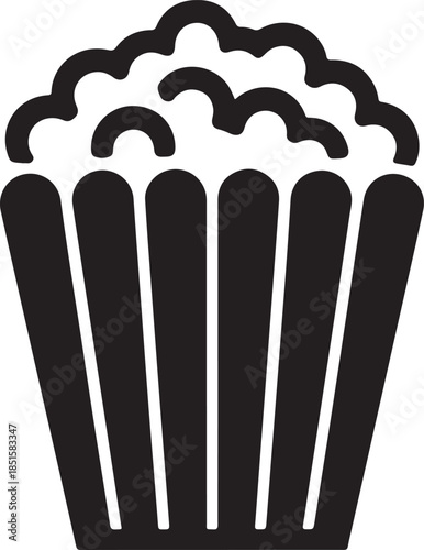 Full striped popcorn bucket snack food cinema silhouette vector illustration