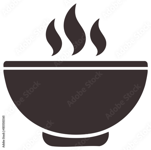 Hot Bowl Icon: Steaming Soup or Food Illustration for Digital Designs and Culinary Themes