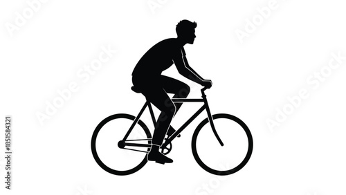 Silhouette of a cyclist riding a bicycle a simple black and white depiction