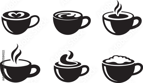 Hot chocolate silhouette christmas vector icon set