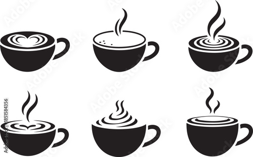 Hot chocolate silhouette christmas vector icon set