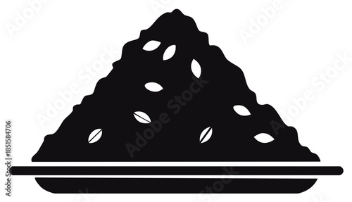 Pile of Seeded Rice Vector Food Glyph Serving in Dish Rice Heap Silhouette