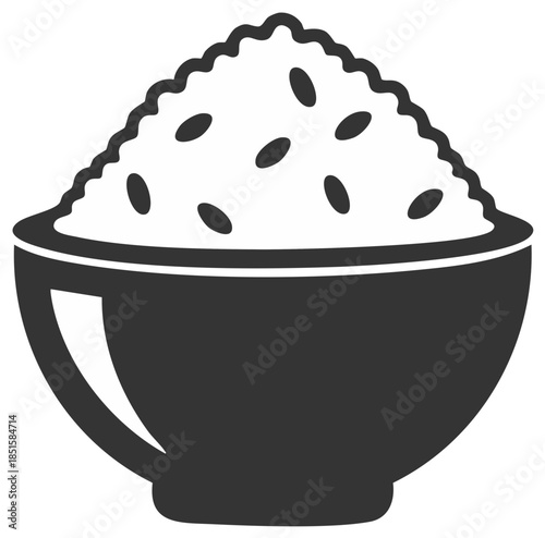 Bowl of Rice with Sesame Seeds Traditional Dish Asian Cuisine Staple