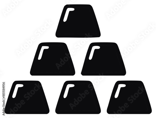 Stack of black glossy ingots in a pyramid formation vector financial icon