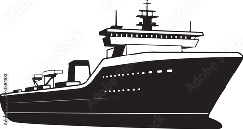 Iceboat solid icon, World snow day concept, ice breaker ship sign. Vector black silhouette. with white background