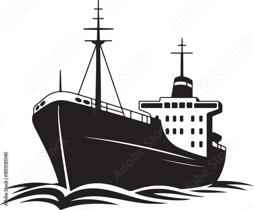 Iceboat solid icon, World snow day concept, ice breaker ship sign. Vector black silhouette. with white background