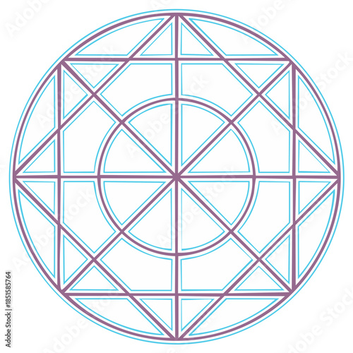 Geometric Mandala Design with Concentric Circles and Triangles