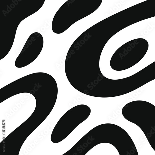 Abstract Fluid Shapes Monochrome Vector Background