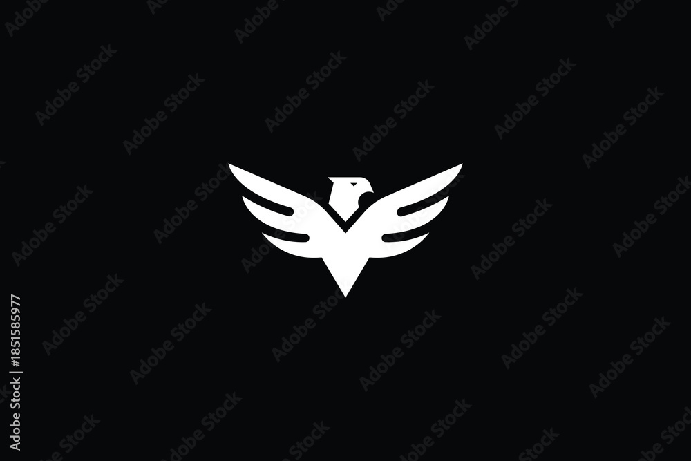 Obraz premium Minimal Trendy Abstract Eagle Logo on Black Background