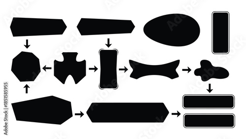 A diagram shows various abstract shapes connected by arrows.