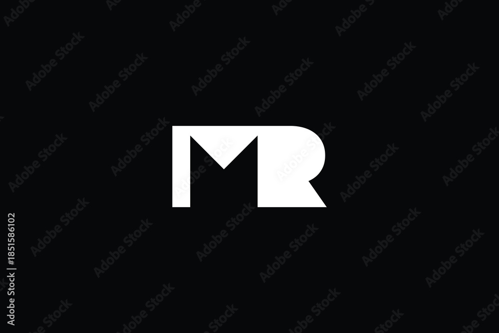 Obraz premium Minimal Trendy Abstract Letter M R Logo on Black Background
