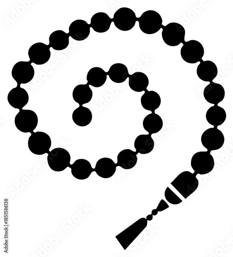 Islamic Prayer Beads with Tassel Icon Swirling Design