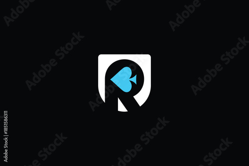 Minimal Trendy Letter R Casino Logo on Black Background