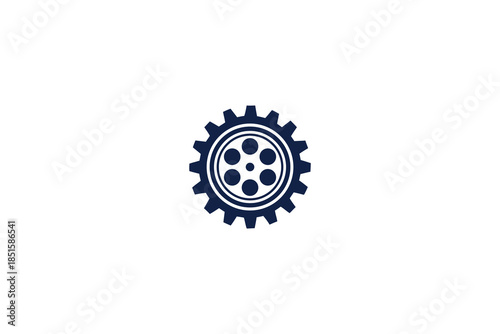 Clean Minimal Gear Film Logo Design on White Background