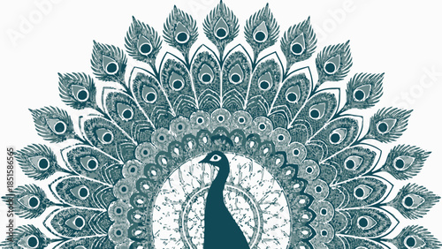 Majestic peacock displaying vibrant feathers in stunning teal