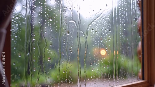 ASMR Rain on Cabin Window in Nature