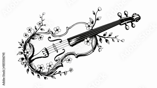 guitar and musical notes