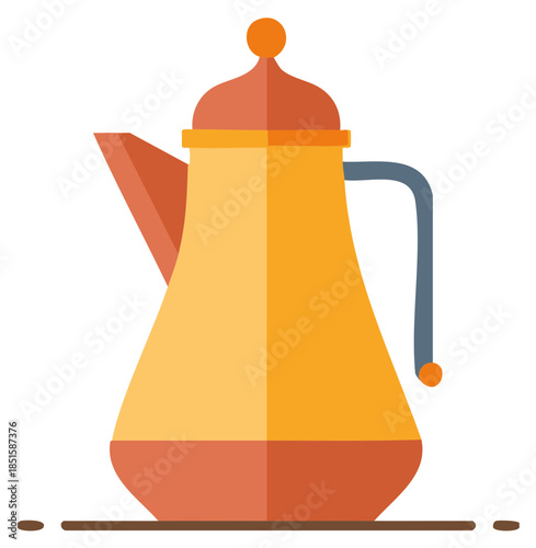 Stylized Illustration of a Coffee Pot, Modern Design, Geometric Shapes, Vintage Look, Home Decor
