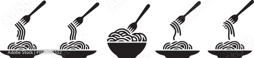 Set of spaghetti plate icon vector illustration isolated on white background