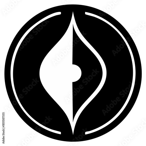 Abstract Eye Within a Circle Design: Striking Black and White Iconography of Vision and Sight