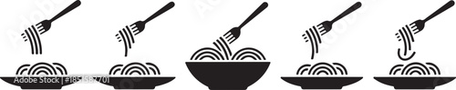 Set of spaghetti plate icon vector illustration isolated on white background