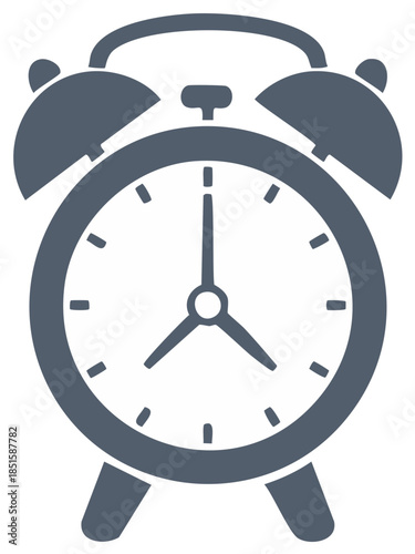 Simple alarm clock icon illustration representing time deadlines and morning wake up calls