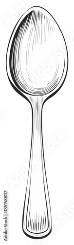 Elegant Hand Drawn Spoon Illustration Kitchen Utensil Engraving Style Outline Art