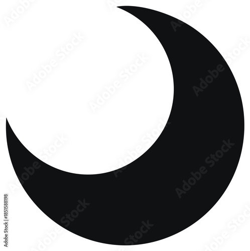 Crescent Moon Silhouette Against White Space Lunar Shape Celestial Body