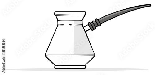 Traditional Turkish coffee pot cezve or ibrik simple hand drawn vector illustration