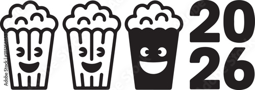 Silly popcorn laughing 2026 silhouette funny vector illustration