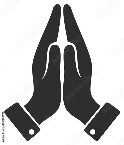Iconic symbol of praying hands, signifying hope and devotion with clean lines.