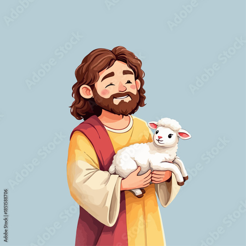 Vsai jesus christ, the good shepherd carrying lamb