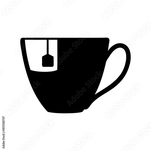 Silhouette of a cup of tea with a tea bag inside it