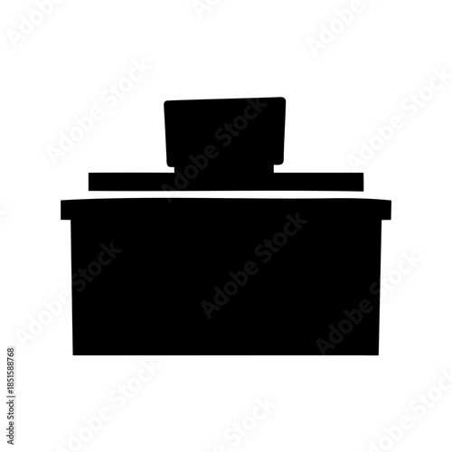 Silhouette of a trash compactor machine used for waste management processes