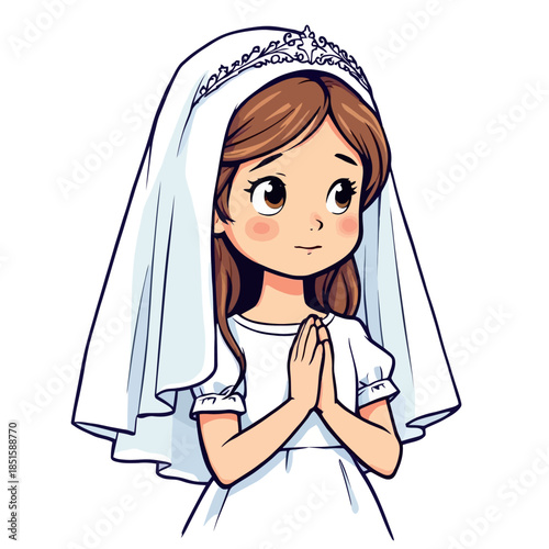 Vsai girl praying first communion religious ceremony concept