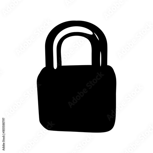 Simple Black Padlock Illustration on a White Background for Secure Protection