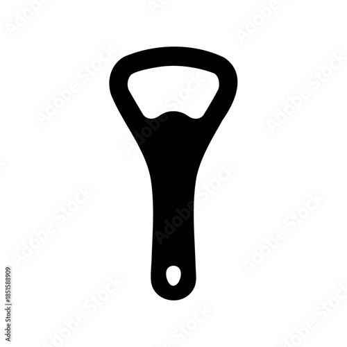 Minimalist black bottle opener icon illustration on a clean white background
