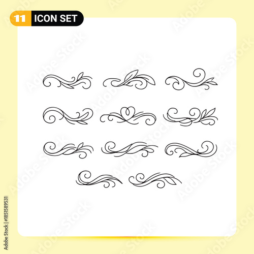 Hand Drawn Minimalist Floral Swirls and Decorative Calligraphy Divider Ornament Collection