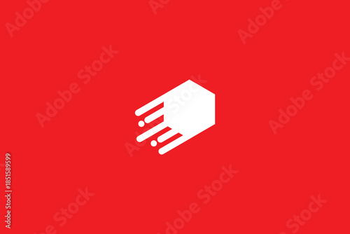 Sleek Minimal Speed Fast Motion Logo Design on Red Background