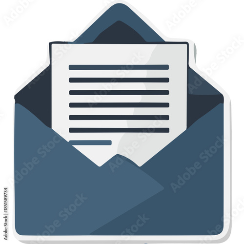 Open Blue Envelope With Letter Icon