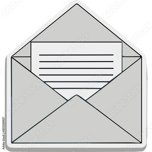 Open Envelope with Lined Paper Icon