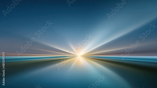 Serene Sunrise Over Calm Waters with Gradual Light Rays and Soft Gradient Colors Creating a Tranquil and Peaceful Atmosphere for Reflection and Inspiration