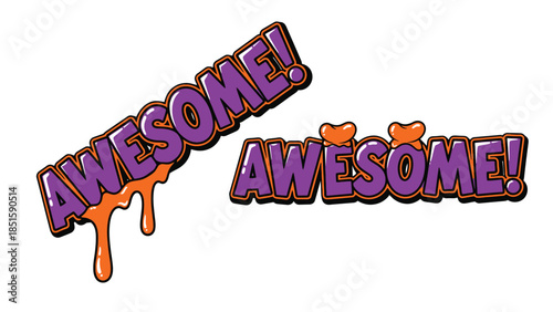 Two different styles of the word "AWESOME!" are displayed.