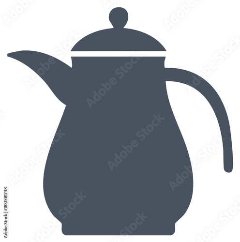 Simple coffee pot teapot icon graphic symbol for hot beverage preparation and serving