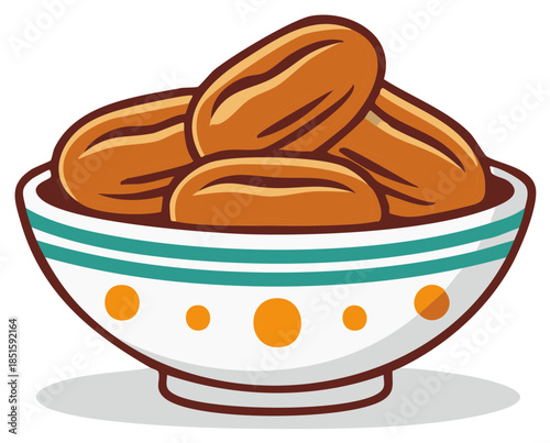Bowl of sweet dates for healthy eating and dessert
