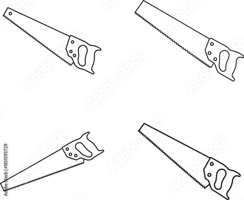 Hand Saw Tool Line Art Vector Icons illustrations
