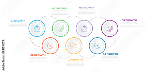  infographic timeline icons designed for modern diagram process technology digital marketing data presentation chart. Infographic template for business. 7 Steps. vector. 
